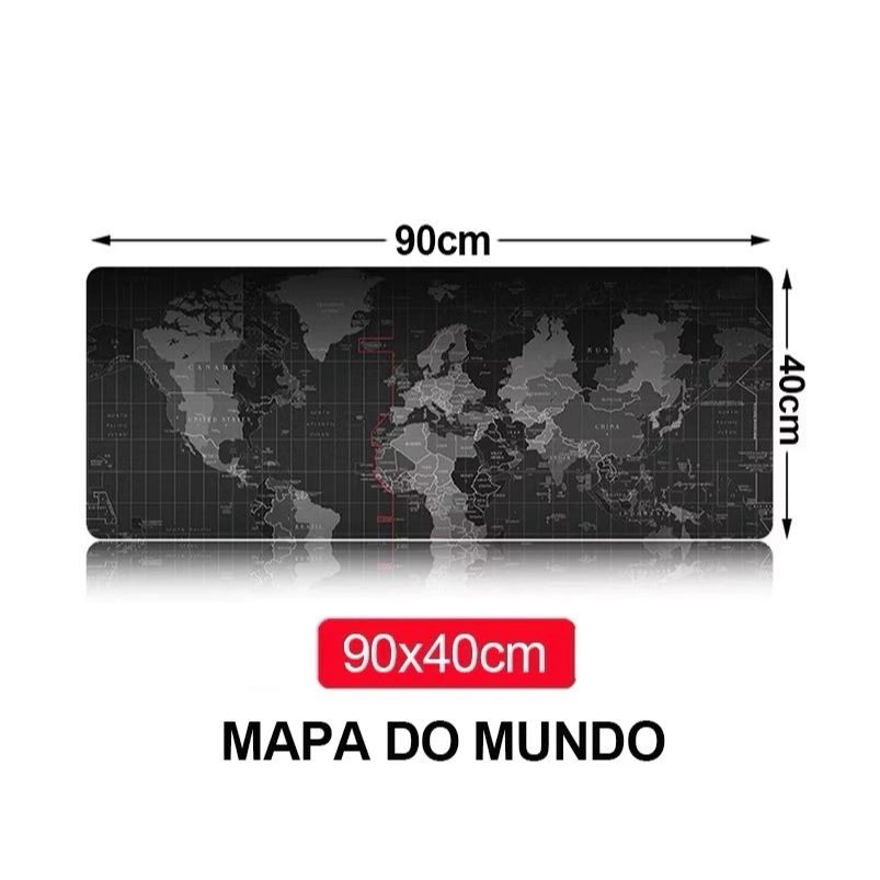 Mouse Pad Gamer Extra Grande 90x40cm Mapa Mundi Camuflado Borda Costurada Antiderrapante