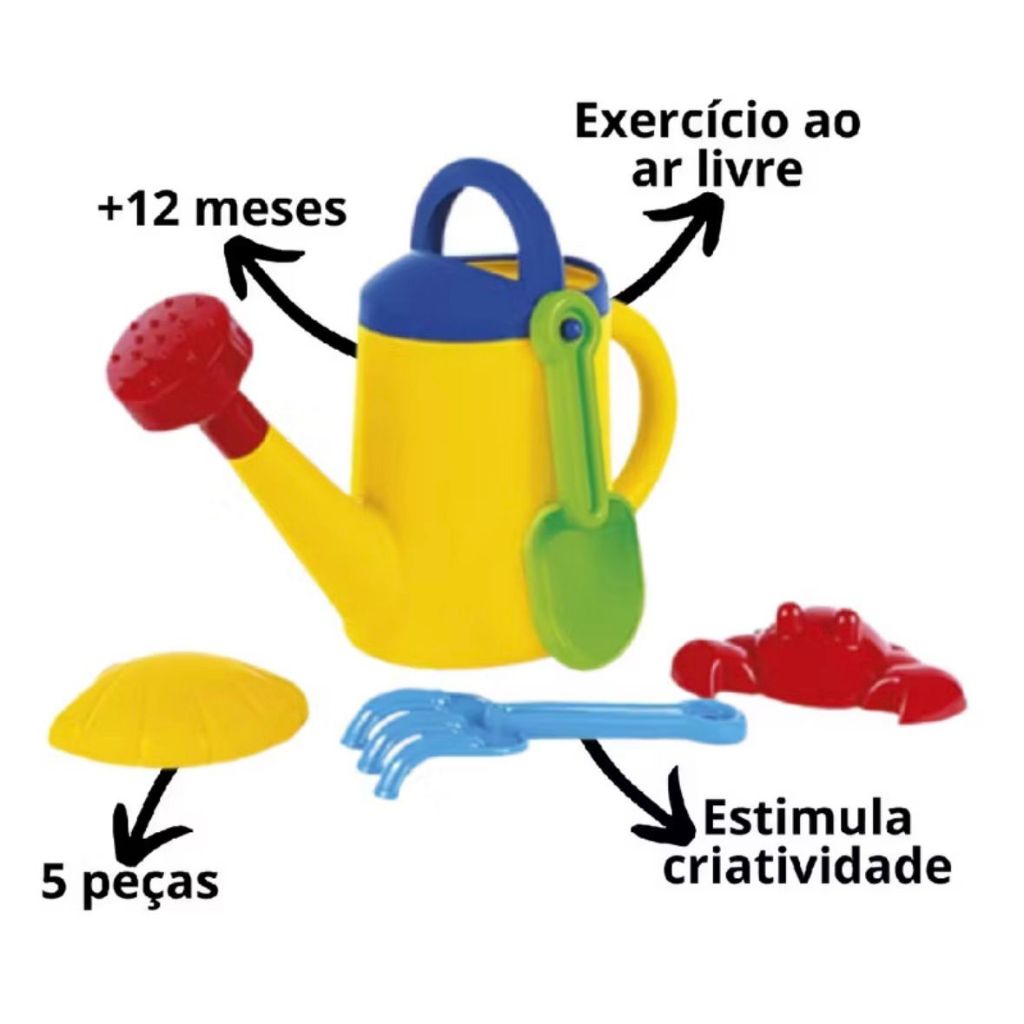 Brinquedo Infantil Regador De Praia Com Acessórios | Criatividade Exploração da Criança Poliplac em Oferta na Shopee