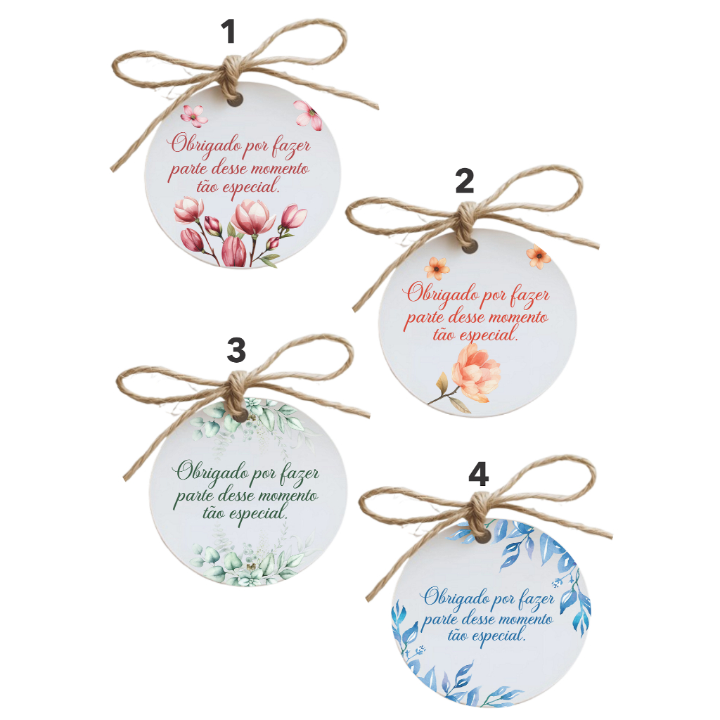 Tag Floral 4 cm com furo frase de Agradecimento - Promoção !!! em Oferta na Shopee