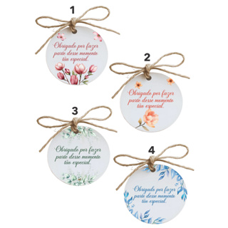 Tag Floral 4 cm com furo frase de Agradecimento - Promoção !!! em Oferta na Shopee
