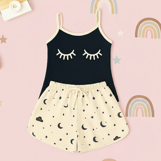 Baby Doll Infantil Malha Confort Cílios Fofo Pijama de Verao Roupa De Dormir Short Doll Menina