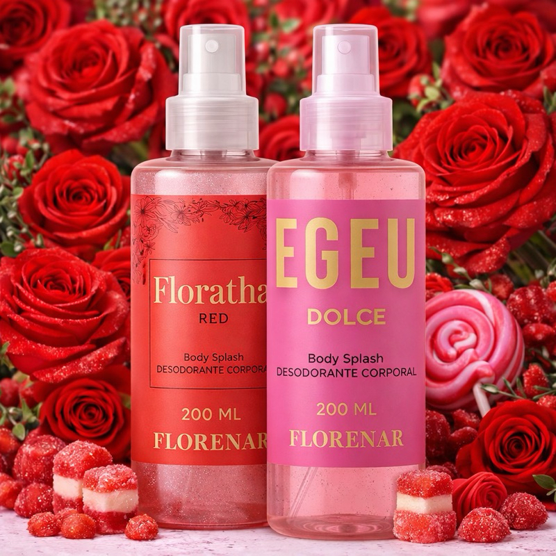 Florata Red + Dolce Feminino Body Splash 200ml cada em Oferta na Shopee