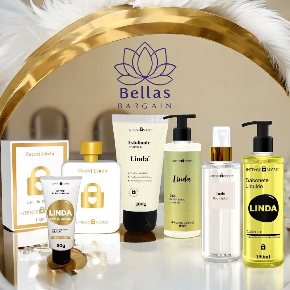 Kit Linda Intense Secret Completo Perfume 100ml Body Splash Creme Esfoliante Sabonete - Intense Secret
