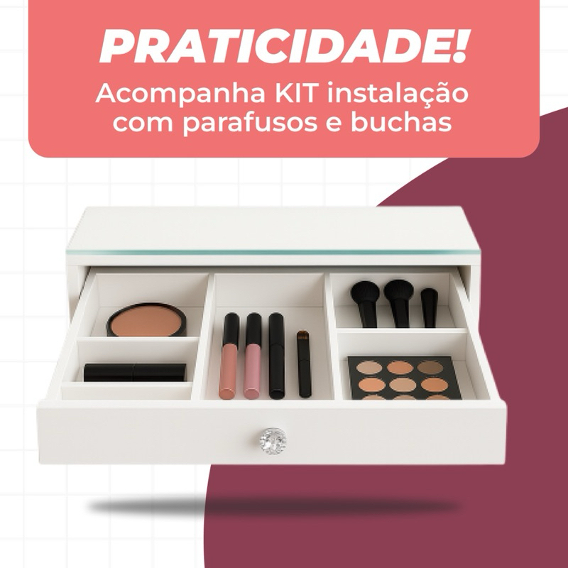 Penteadeira De Vidro Slim MDF Premium Escrivaninha Moderna Quarto