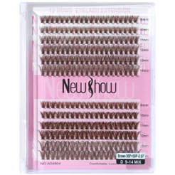 New Show Cílios Postiços Tufo Volume Marrom 30P+40P-0.07 D Curl Mix 9-14mm - Extensão Profissional