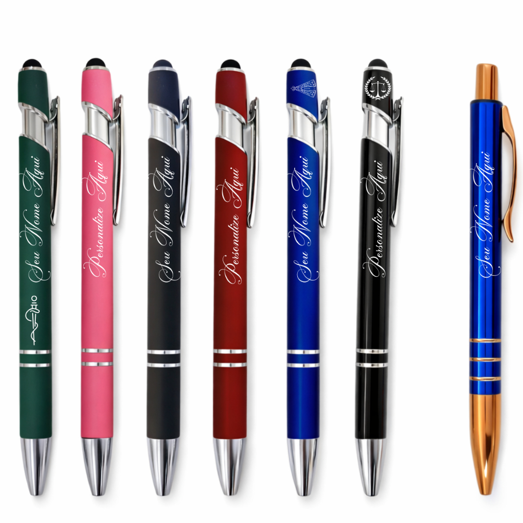 Caneta Metal e Touch Personalizada - Nome, Logo, Profissão, Time em Oferta na Shopee