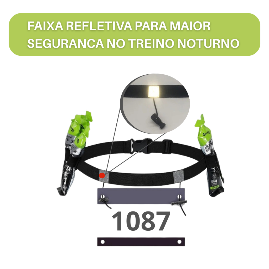 Cinto Porta Numero Para Corrida Triathlon Ciclismo Carbo Gel Caminhada