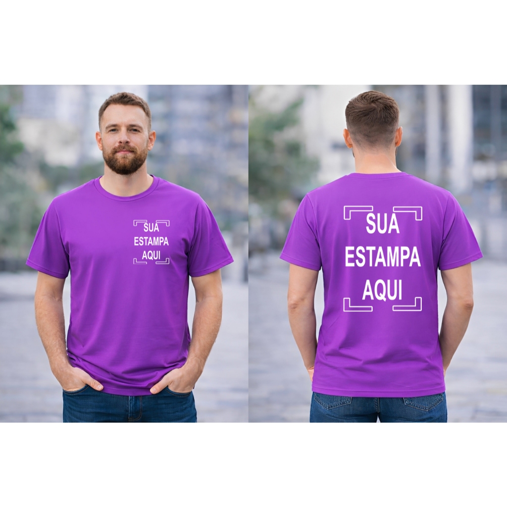 Camiseta Uniforme Roxo Personalizado com sua Logo, Estampa, Logomarca camisa cor Roxa