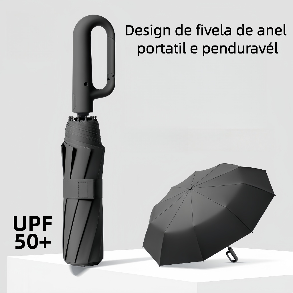 Guarda Chuva Automático Abre E Fecha Reforçado Contra Vento Proteção Solar Blackout