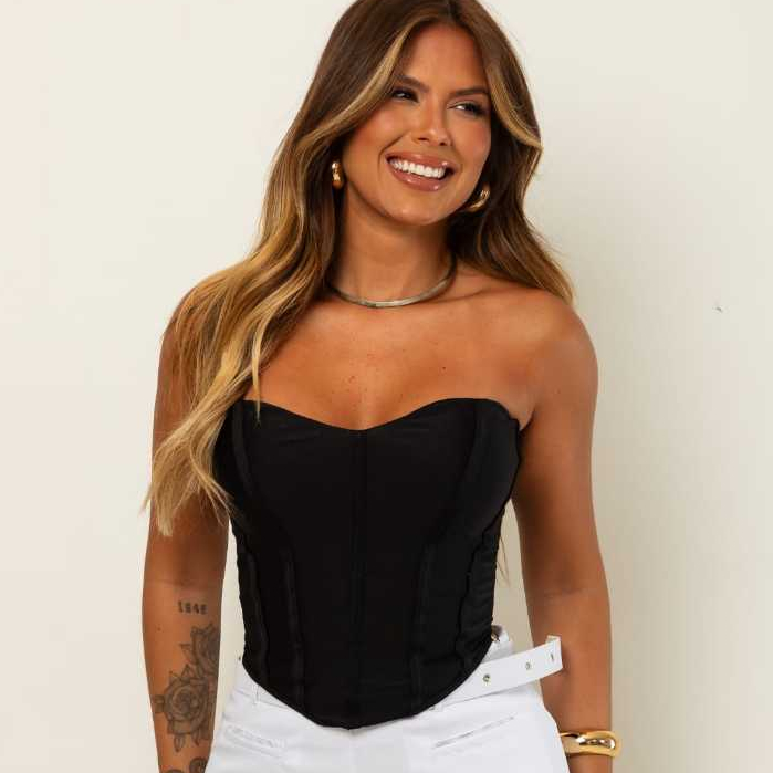 Cropped Corselet Feminino Estilo Coração Com Aro