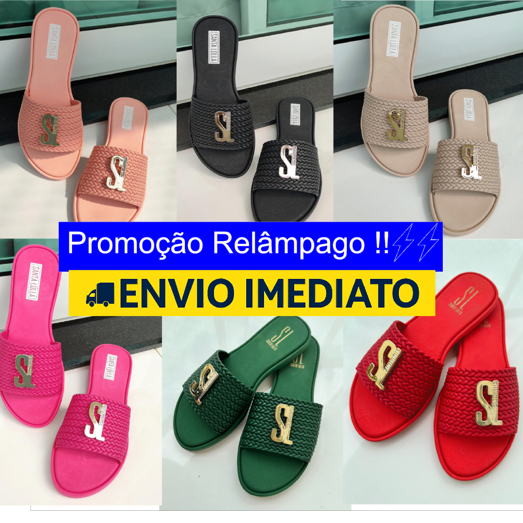 Sandália Feminina Santa Lolla Rasteira Super Confortável e Estilosa Várias Cores