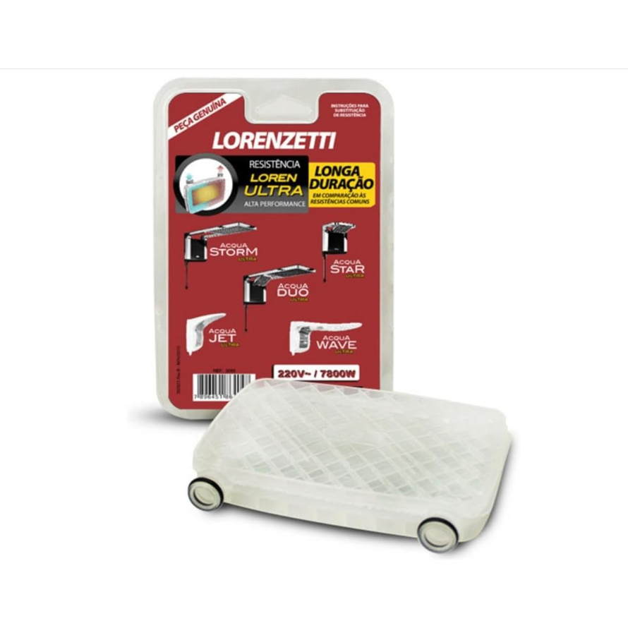 Resistência Original Lorenzetti Acqua Ultra 220V 7800W - P/ Chuveiros Acqua Storm Star Duo Jet Wave