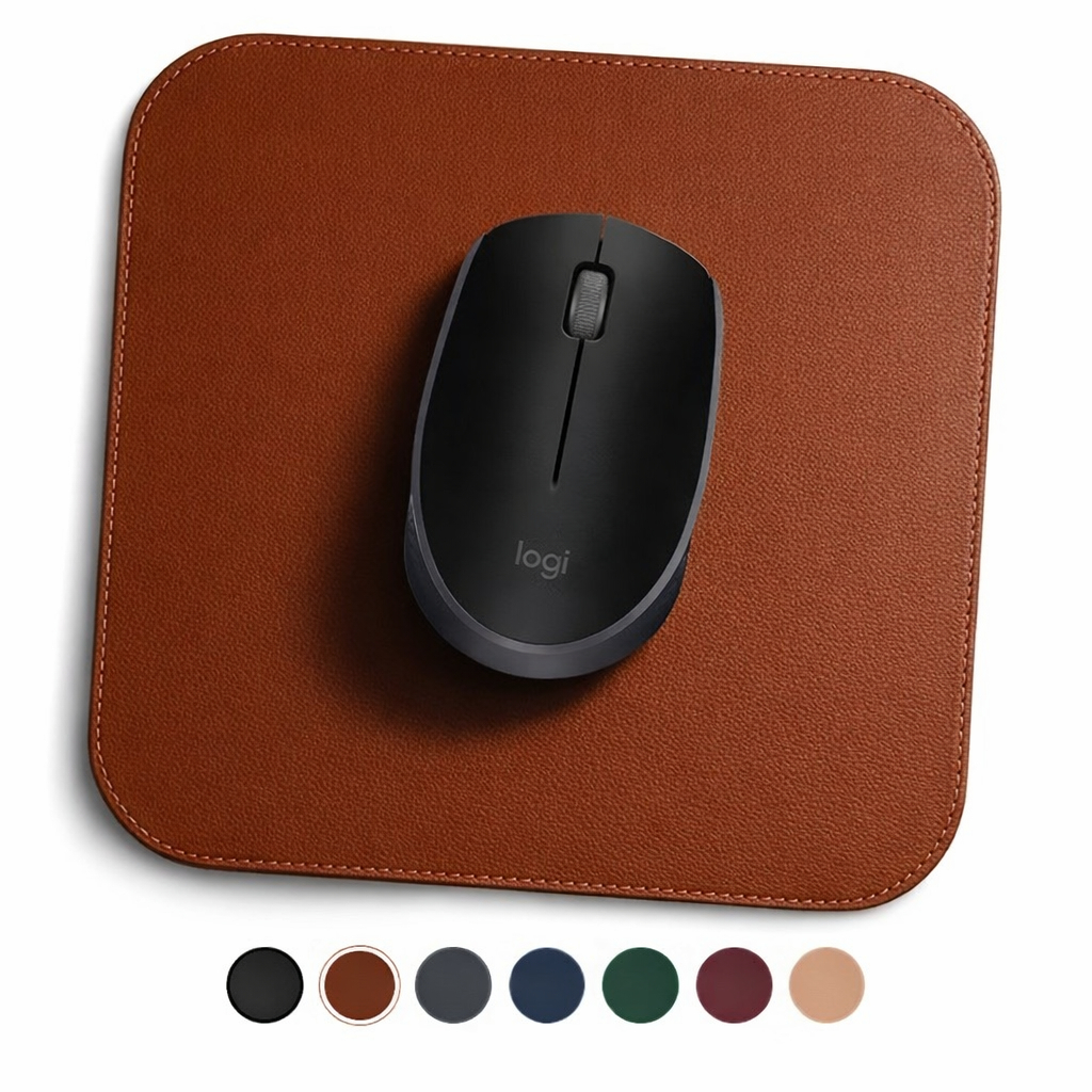 Mousepad Pequeno de Couro Minimalista Profissional Mouse Pad Alta Qualidade 20 x 20 cm Cor Preto e Cor Caramelo