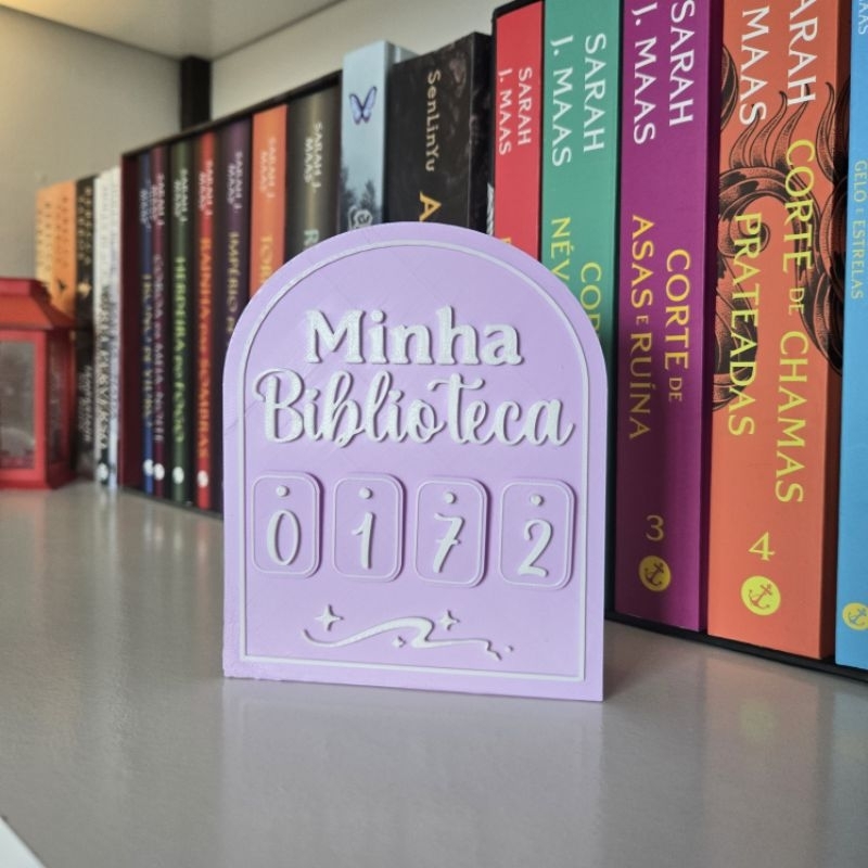 Contador de livros decorativo "Minha biblioteca" | decoração de prateleira