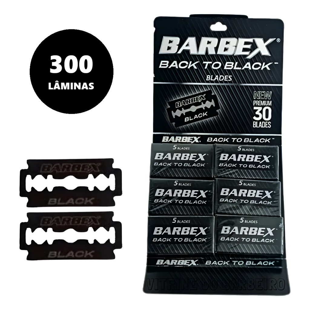 kit 300 Lâminas Barbex Black to Black 10 Cartelas