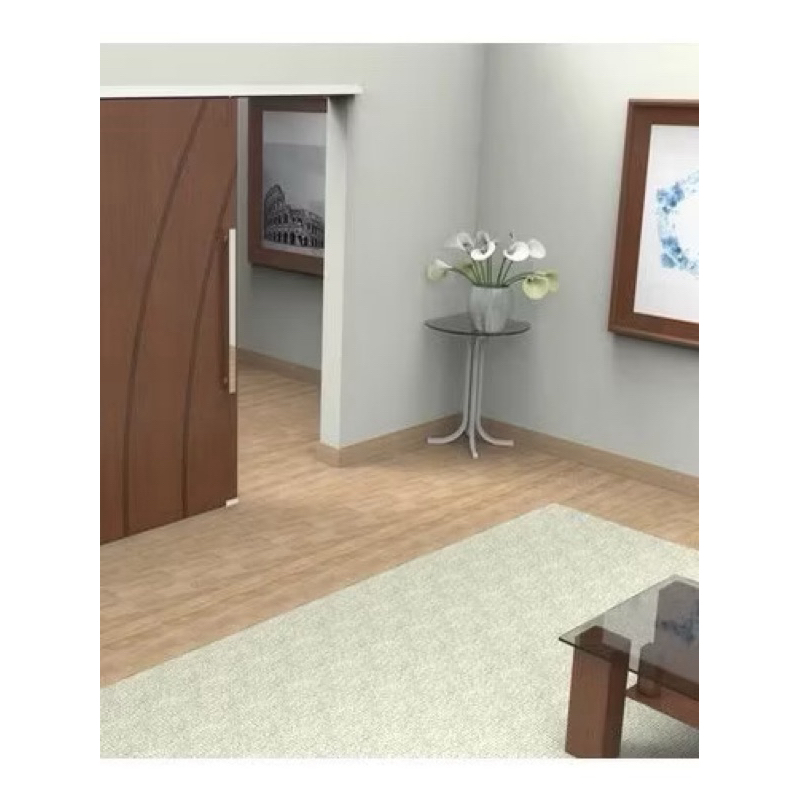 Kit porta de Correr até 80cm Branco Roldana Convaca 4 rodas com acabamento
