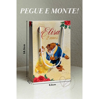 Kit Sacolinha Personalizada Bela e a Fera | Lembrancinha Festa Infantil | PEGUE E MONTE em Oferta na Shopee
