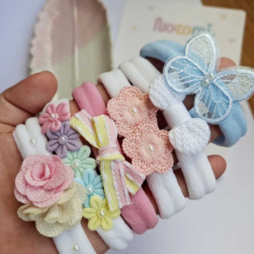 Kit com 6 faixinhas para bebê - Laços para recém nascida ideal para saída de maternidade em Oferta na Shopee