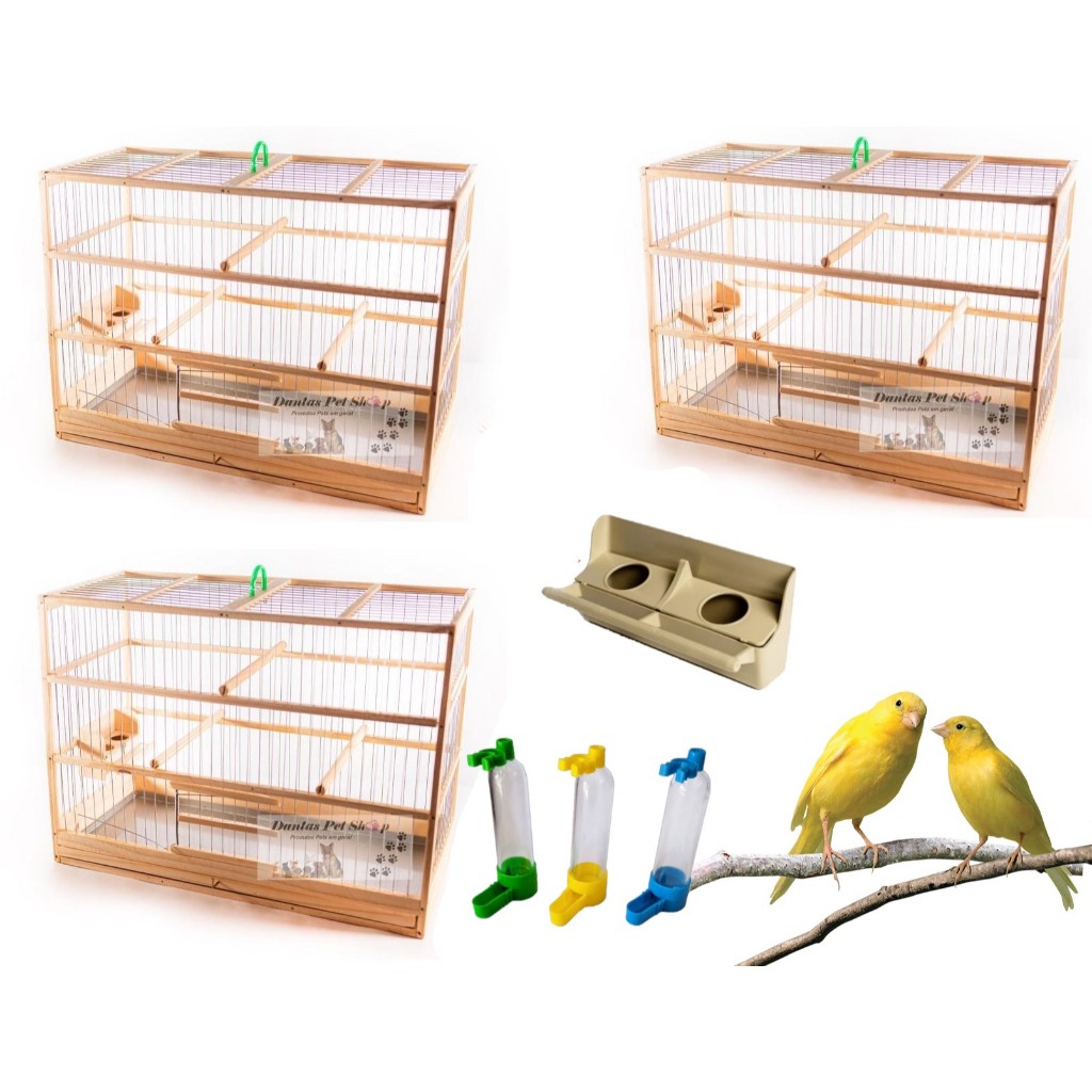 3 Gaiola Madeira Canário N.o 4  Artesanal luxo  Curió, Canário Belga, Pintassilgo, Coleirinha Papa Capim Pássaros