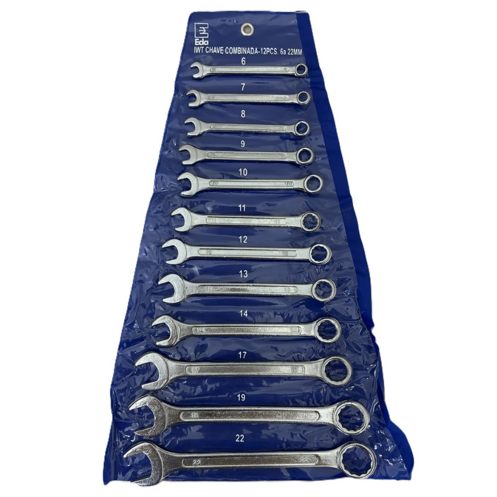 Jogo de Chaves EDA Profissional Fixa e Combinada 5 a 12 Peças 6 a 22mm Aço Carbono