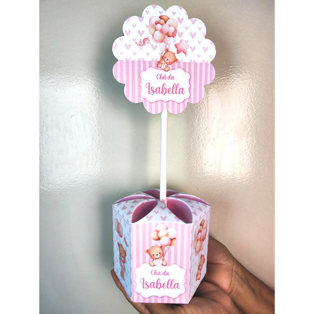 Kit 10 Unidades Centro de Mesa Chá de Bebê Festa Ursinha Rosa Balões Baloeira Tamanho Grande em Oferta na Shopee