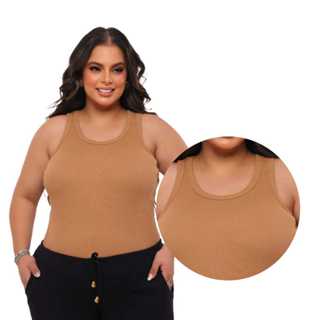 Regata Básica Plus Size Ribana Canelada PREMIUM Algodão Maciez Conforto em Oferta na Shopee