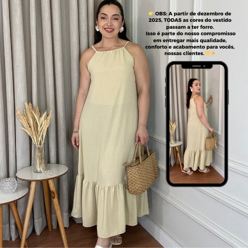 VESTIDO FEMININO FLUIDO COM BABADO MODA MAIOR VESTE 42 AO 48