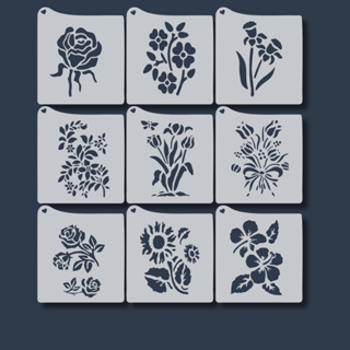 Kit 9 Stencil Moldes Flores Rosas Tulipas Jardim Girassol para Pintura, Artesanato, Tecido, Mdf em Oferta na Shopee