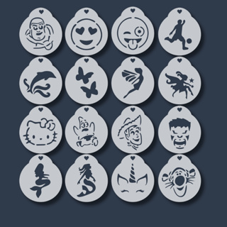 Kit 16 Stencil Moldes Personagens Infantis Educativo para Pintura Facial, Corporal Artesanato Tecido em Oferta na Shopee