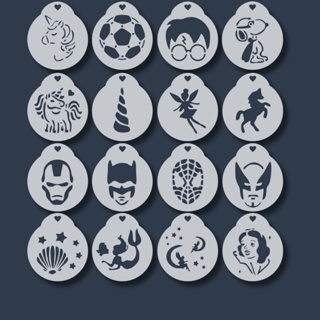 Kit 16 Stencil Personagens Infantis Moldes Educativos para Criança Tatuagem Infantil Pintura Facial em Oferta na Shopee