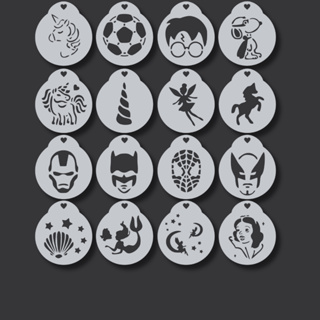 Kit 16 Stencil Molde Vazado Personagens Infantis Super Heróis Educativos para Pintura Facial, Tecido em Oferta na Shopee