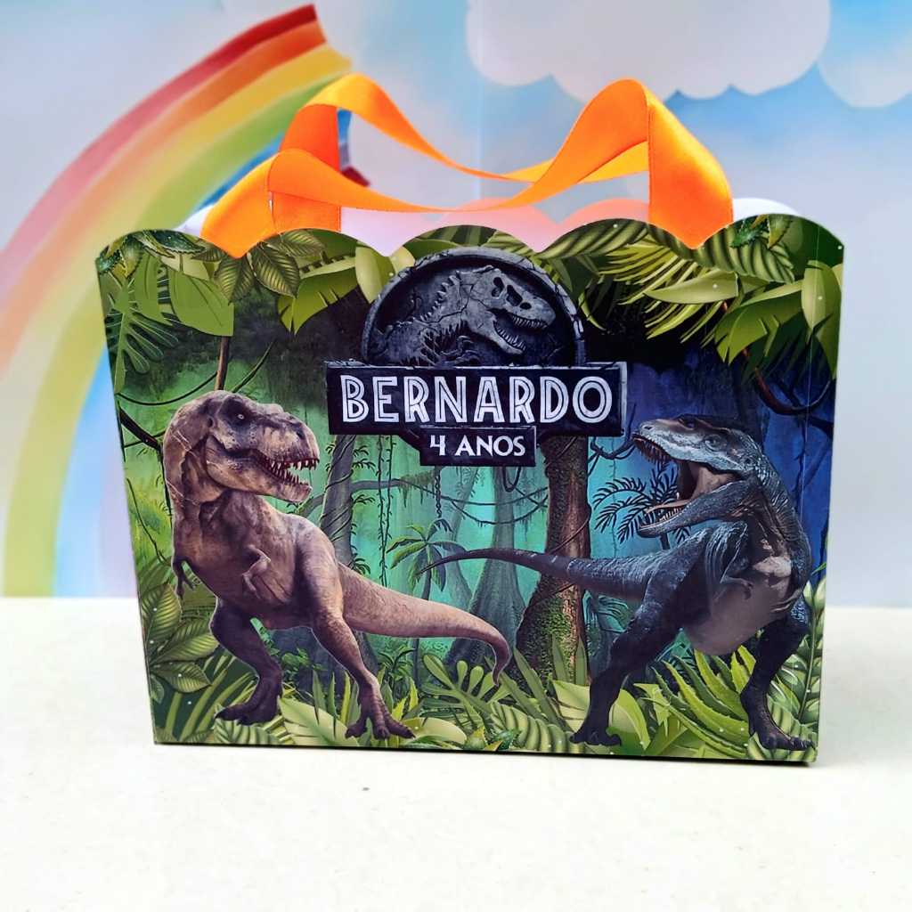 SACOLINHA PERSONALIZADA PARA LEMBRANCINHA DE FESTAS DE ANIVERSÁRIO TEMA DINOSSAURO