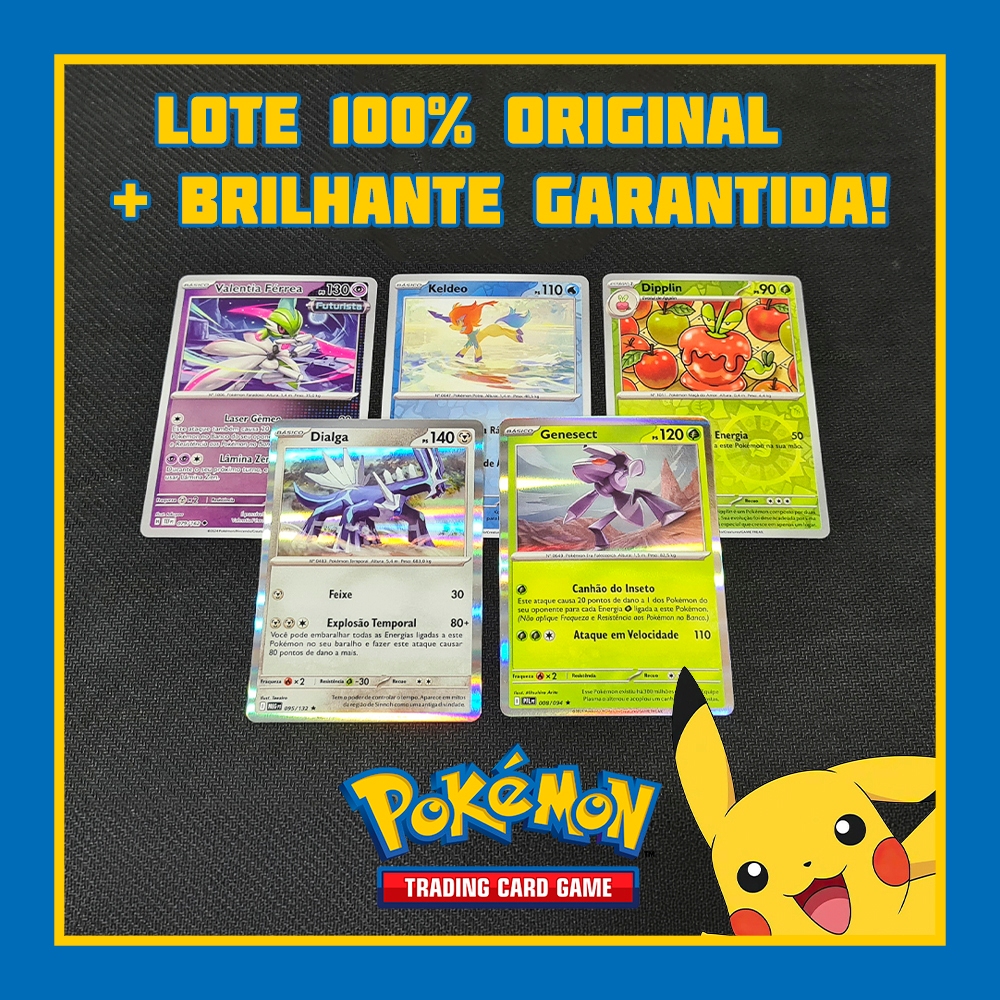Lote Pack 30 a 100 Cartas Pokémon Originais em Português Sem Repetida + Brilhante