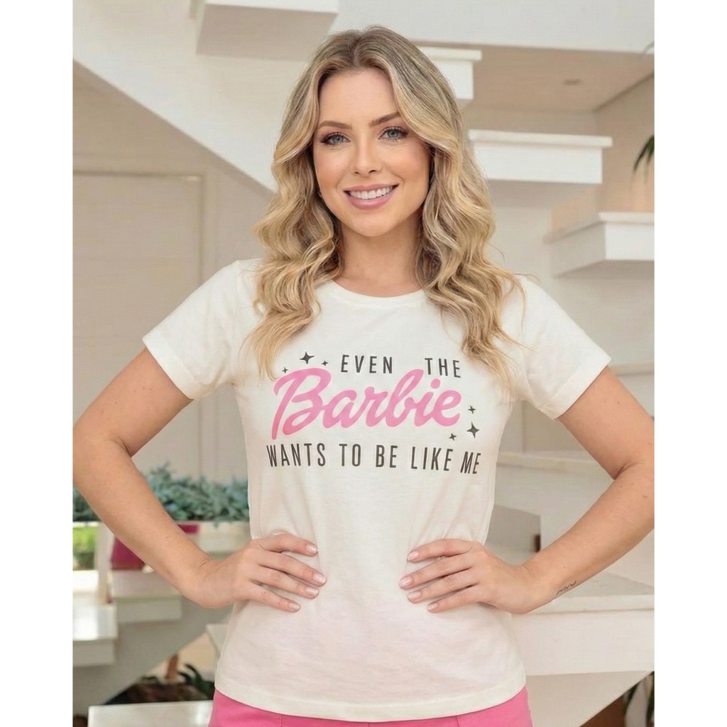 T-shirt Feminina Barbie - Camiseta Algodão Tendência Blogueirinha
