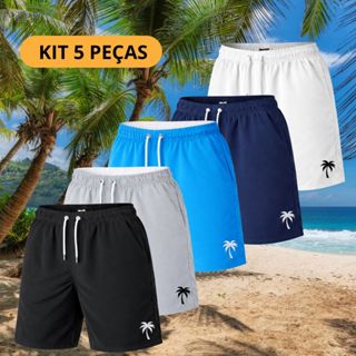 Short Masculino Tactel Tecido Leve Seca Rápido Piscina Praia Coqueiro em Oferta na Shopee