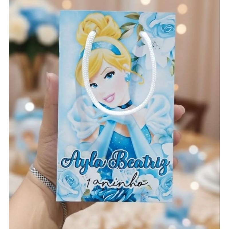 Sacolinha Personalizada Cinderela Lembrancinha festa infantil