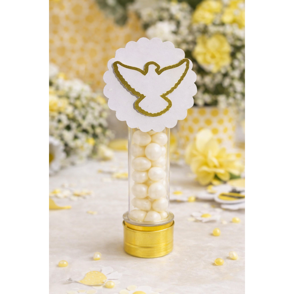 Aplique Pomba Espírito Santo 3D em Camadas Dourado para Batizado Crisma Primeira Comunhão Envio Imediato
