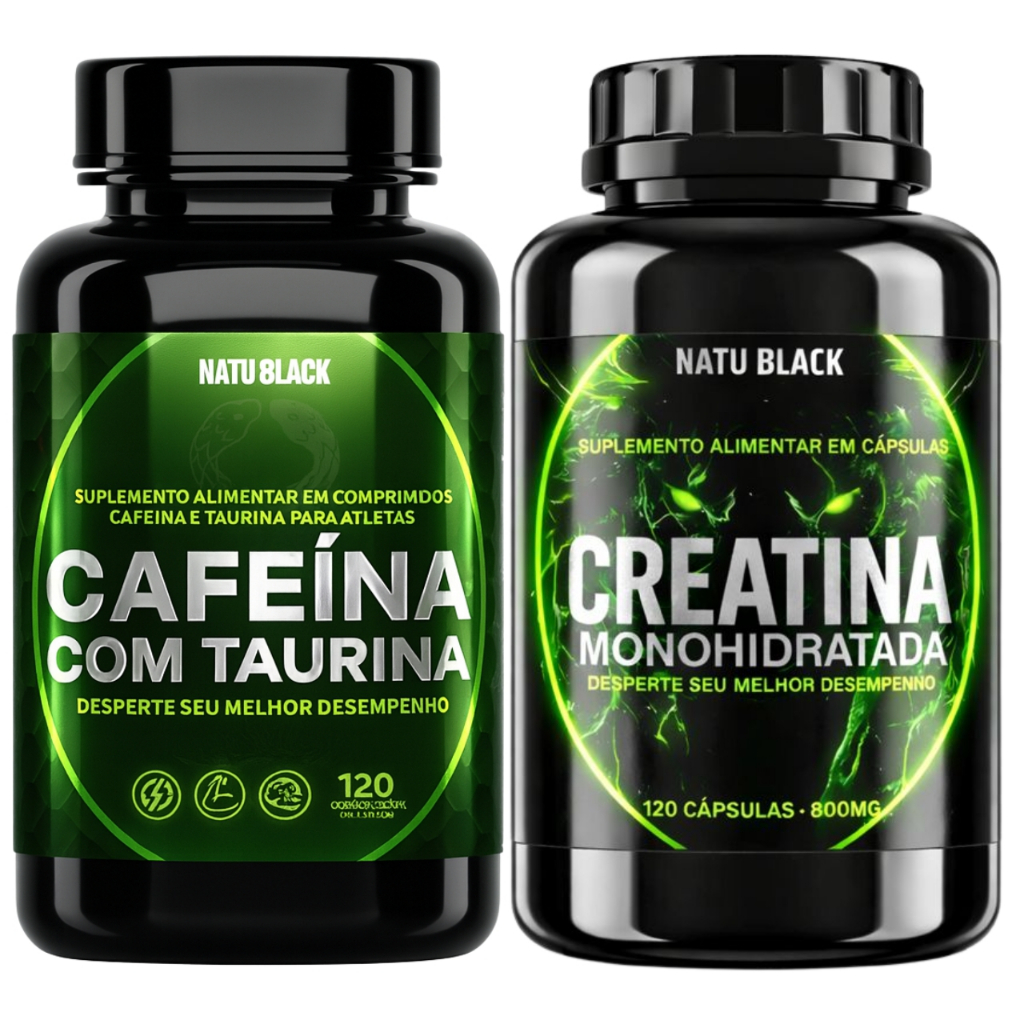 Cafeína Com Taurina + Creatina Monohidratada Massa Muscular Pré Treino Termogenico - ENVIO IMEDIATO