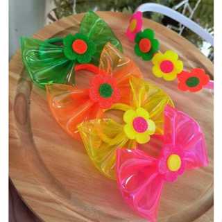 Laço Piscina Infantil na Xuxinha Fluorescente flor Neon Colorido Acessório de Cabelo Menina em Oferta na Shopee