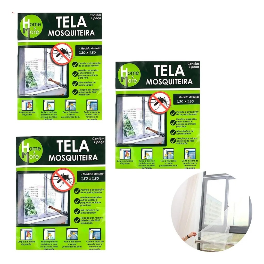 Tela Anti-Mosquito Para Janela Ar Fresco Com Proteção Autocolante Utilidades Para Casa 1,50x1,30