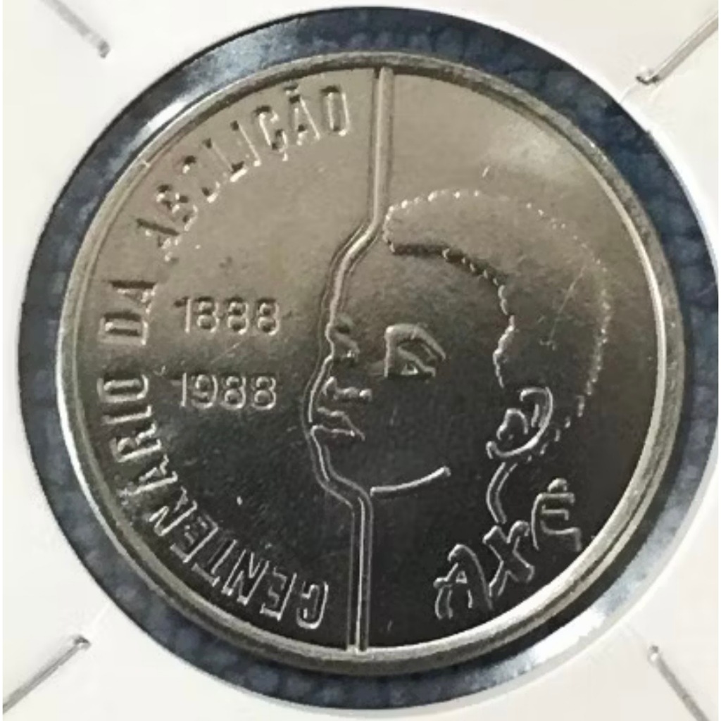 Moeda de 100 Cruzados 1988 Soberba Aço Inoxidável do Axé Filho. Peça de Coleção Escassa para completar Álbum