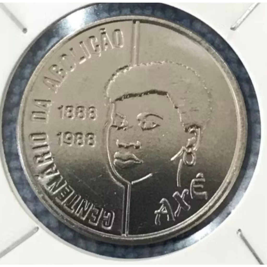 Moeda de 100 Cruzados 1988 Soberba Aço Inoxidável do Axé Mãe. Peça de Coleção Escassa para completar Álbum