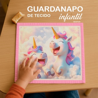 Kit de Guardanapo de Tecido Unicórnio – Ideal para Lanche Escolar​ - Kit lancheira -  Infantil - R23 em Oferta na Shopee