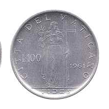 Moeda do Vaticano - João XXIII - 100 Liras -Anos disponíveis 1959, 1960, 1961, 1962 - FC- envie pelo chat o ano desejad