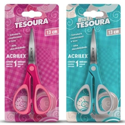 Tesoura Multiuso Aço Inox 13cm Acrilex em Oferta na Shopee