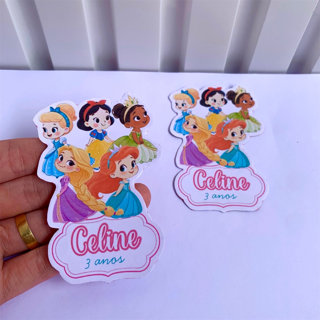 Apliques para tubetes personalizados princesas cute/ aniversário/ lembrancinha