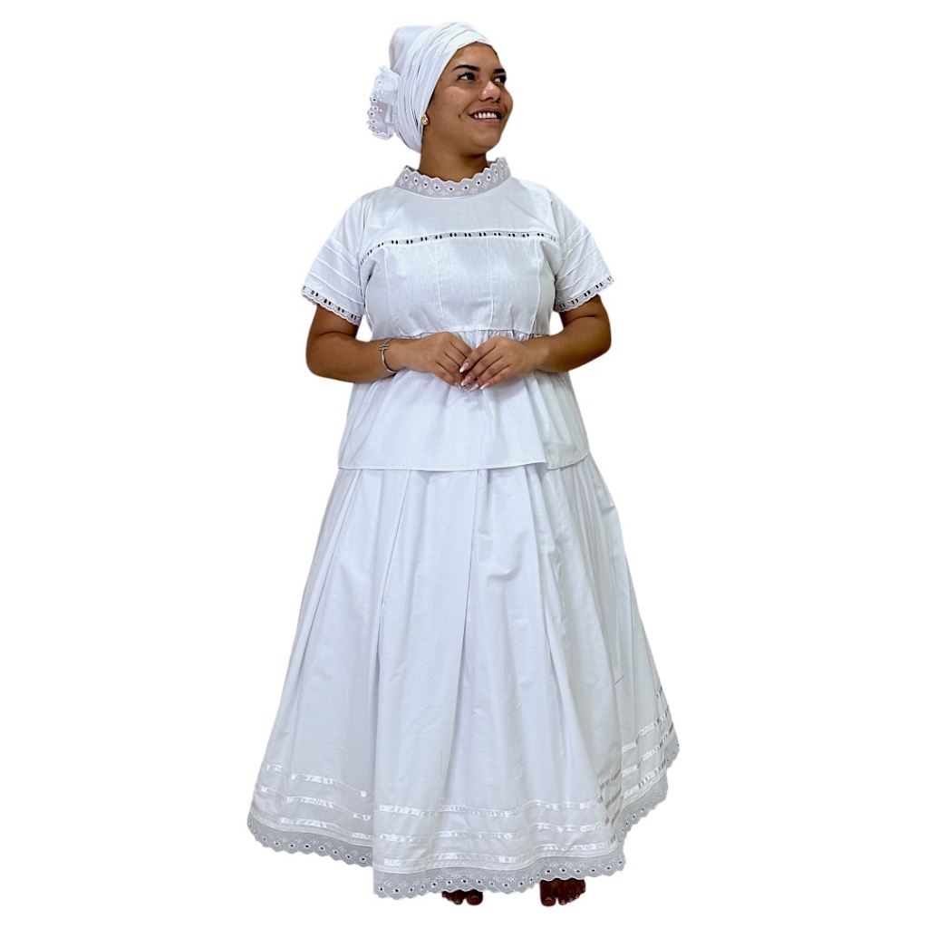 Kit 3 Peças Feminino Ração Fitas Em Algodão Umbanda E Candoblé