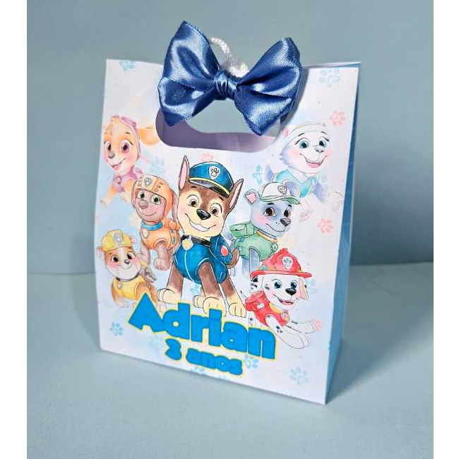 Sacolinha Personalizada Lembrancinha Patrulha Canina Aquarela Azul - Pegue e Monte