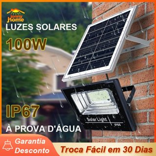 Luz Refletor Solar Placa 100w Holofote Led Prova Dágua- Iluminação Externa Eficiente e Sustentável em Oferta na Shopee
