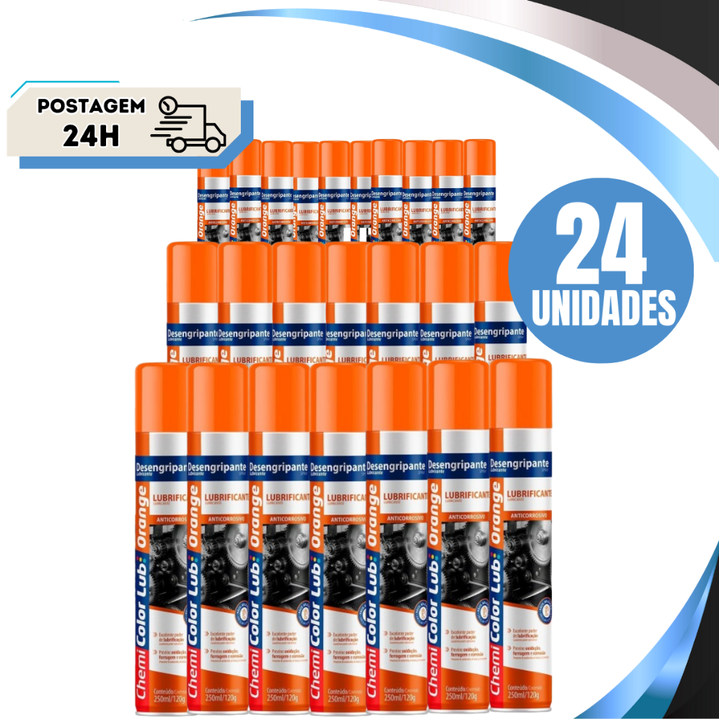 Kit 24 Desengripante Óleo Lubrificante Multiuso Chemicolor 250ml/120g em Oferta na Shopee